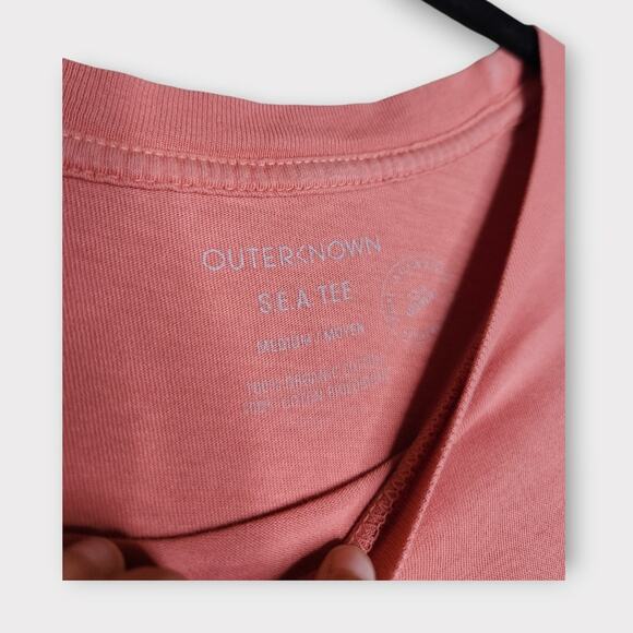 Outerknown Mens S.E.A. Tee Pink Medium 100% Organic Cotton Casual Short Sleeve - Picture 4 of 8